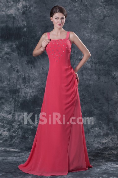 Chiffon Square Neckline Floor Length A-line Dress with Jacket
