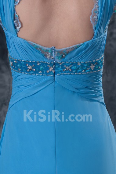 Chiffon Straps Neckline Floor Length Column Dress