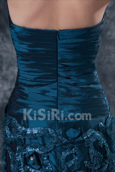 Taffeta Sweetheart A-line Dress with Ruffle and Flowers