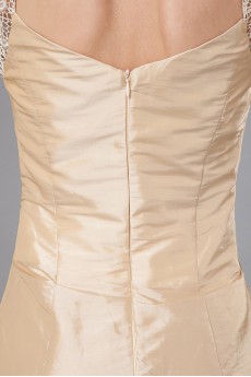Taffeta Queen Anne Neckline A-line Dress with Embroidery and Ruffle