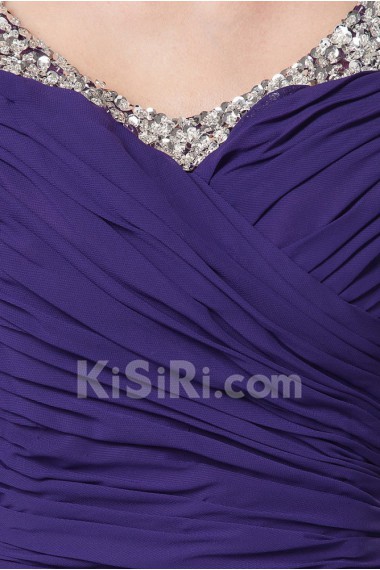 Chiffon Round Neckline Floor Length A-line Dress with Ruffle Beaded and Jacket
