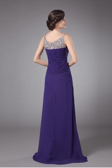 Chiffon Round Neckline Floor Length A-line Dress with Ruffle Beaded and Jacket