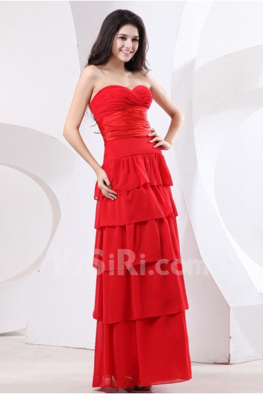 Chiffon Sweetheart Floor Length Empire Dress with Ruffle