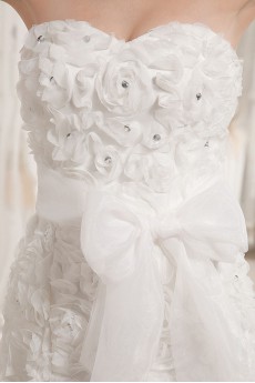 Organza Sweetheart Sheath Dress with Embroidery and Sash
