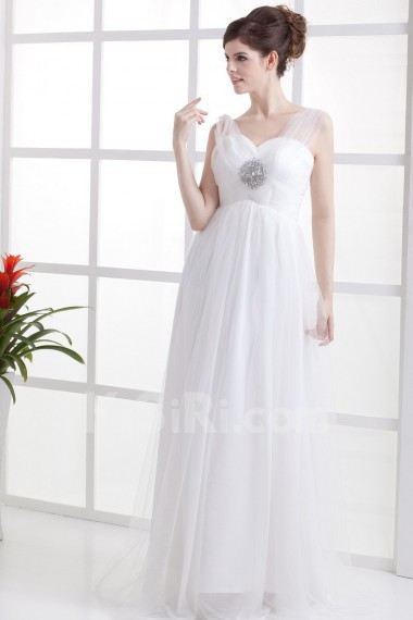 Chiffon Sweetheart Floor Length Column Dress with Beaded