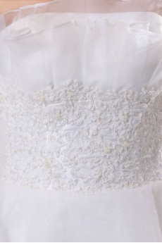 Organza Strapless A-Line Dress with Embroidery