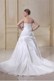 Gorgeous Satin Strapless A-Line Plus Size Gown