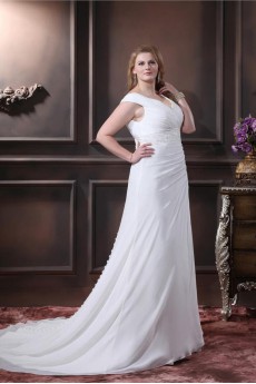 Chiffon V-Neck A-Line Plus Size Gown