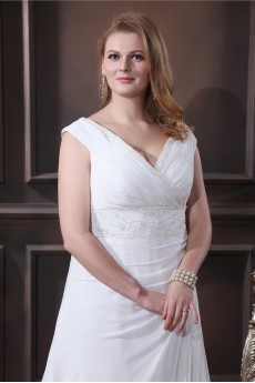 Chiffon V-Neck A-Line Plus Size Gown