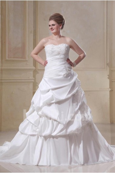 A-Line Taffeta Sweetheart Beading Plus Size Gown