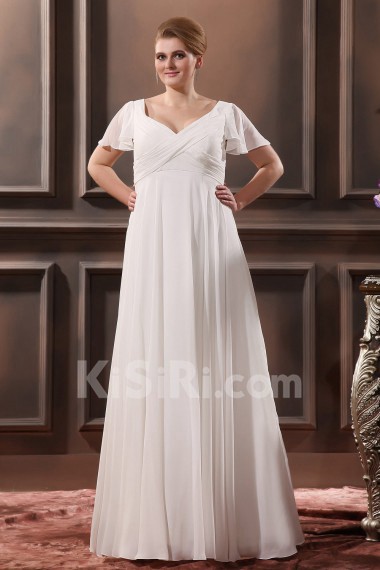 Floor Length V-Neck Plus Size Gown