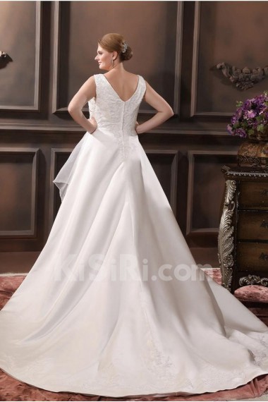 Sleeveless A-Line V-Neck Plus Size Gown