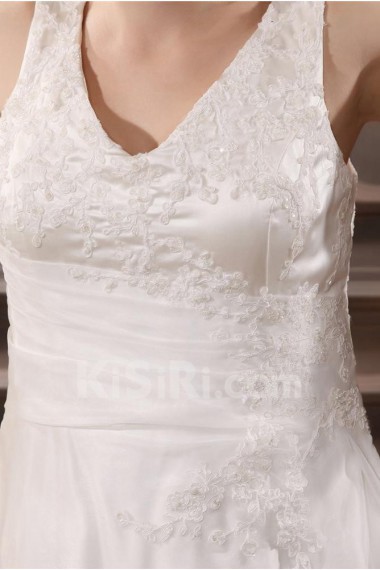 Sleeveless A-Line V-Neck Plus Size Gown
