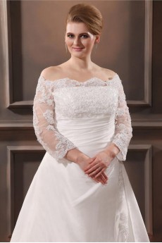 Lace Taffeta Off-The-Shoulder Plus Size Gown