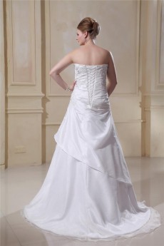 Sweetheart Satin Organza Ruffle Beading Plus Size Dress