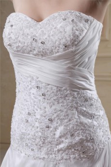 Sweetheart Satin Organza Ruffle Beading Plus Size Dress