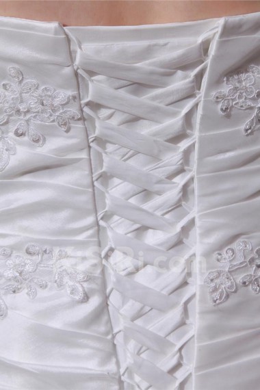 Sweetheart Satin Organza Ruffle Beading Plus Size Dress