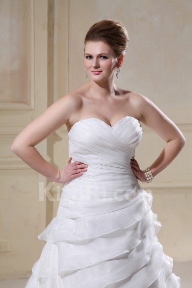 Sweetheart Chiffon Ruched A-Line Plus Size Gown