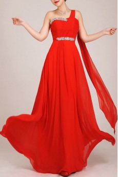 Chiffon  Floor Length Column Dress with Crystals