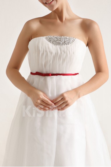 Organza Strapless Floor Length Empire Gown with Sequins