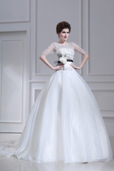 Lace Strapless Ball Gown with Sequins