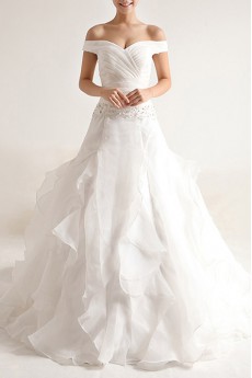 Organza Off-the-Shoulder Ball Gown with Sequins