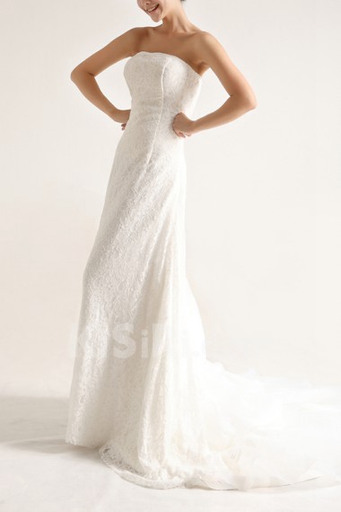 Lace Strapless Mermaid Gown with Sequins