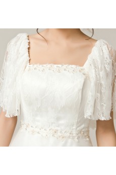 Lace Square Neckline A-line Gown with Embroidered