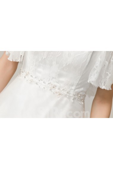 Lace Square Neckline A-line Gown with Embroidered