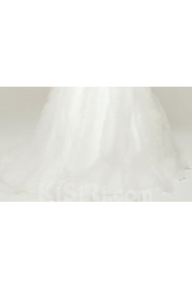 Lace Square Neckline A-line Gown with Embroidered