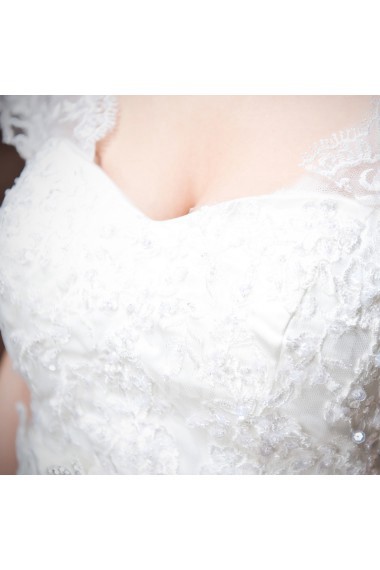 Lace Off-the-Shoulder Cathedral Train Sheath Gown with Crystal