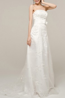 Satin Strapless Corset Gown with Crystal