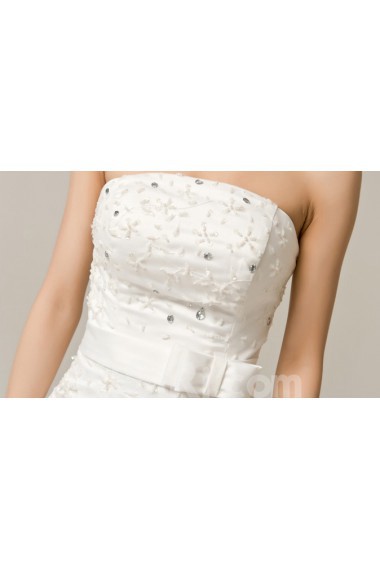 Satin Strapless Corset Gown with Crystal