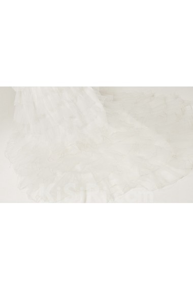 Organza Strapless Cathedral Train Ball Gown with Sequins