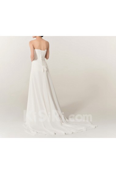 Chiffon Strapless A-line Gown with Crystal