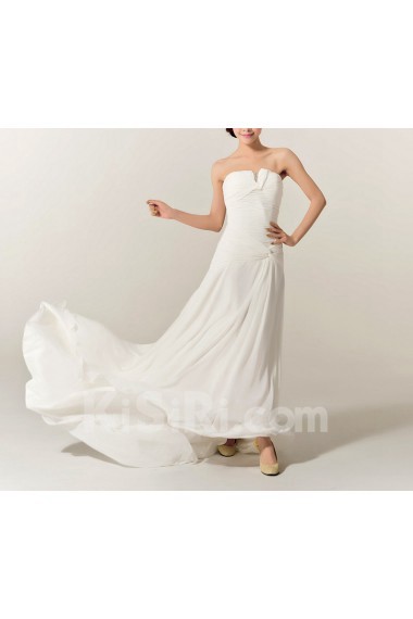 Chiffon Strapless A-line Gown with Crystal