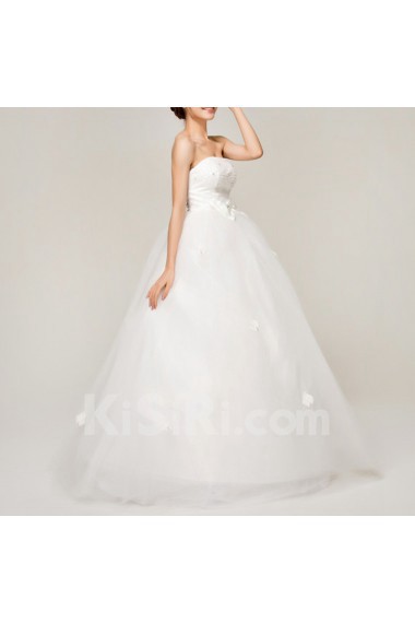 Satin Strapless Ball Gown with Sequins