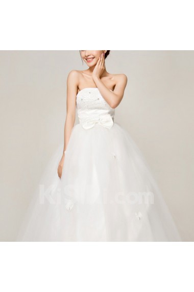 Satin Strapless Ball Gown with Sequins