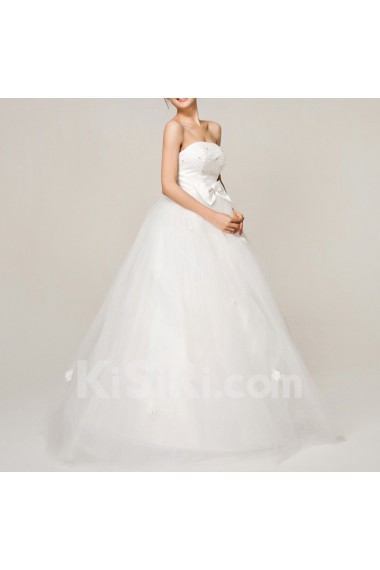 Satin Strapless Ball Gown with Sequins