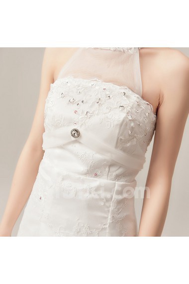 Lace Halter Floor Length Mermaid Gown with Crystal