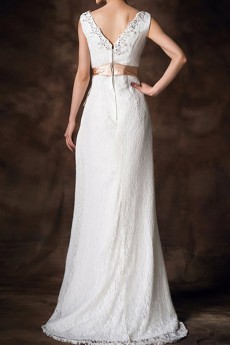 Satin V-neck A-line Gown with Sequins