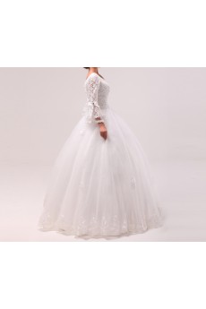 Lace V-neck Floor Length Ball Gown with Sequins
