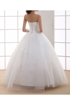 Organza Jewel Neckline Floor Length Ball Gown with Crystal
