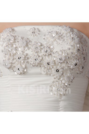 Organza Strapless Floor Length Ball Gown with Pearls
