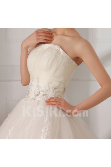 Tulle Strapless Floor Length Ball Gown with Sequins