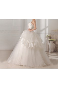 Tulle Strapless Floor Length Ball Gown with Sequins