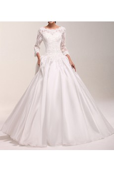 Organza Jewel Neckline Floor Length Ball Gown Dress with Sequins