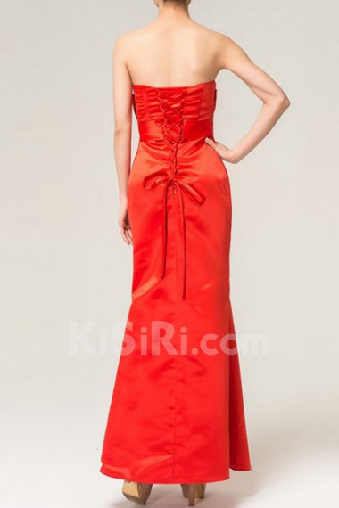 Satin Strapless Floor Length Mermaid Dress with Crystal