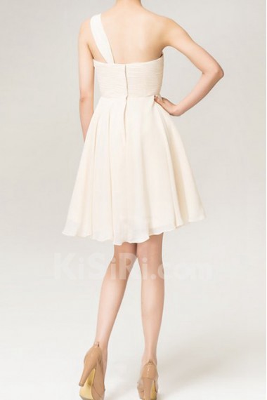 Chiffon One Shoulder Short Dress with Crystal