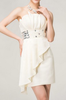 Satin Strapless Short Corset Dress with Crystal